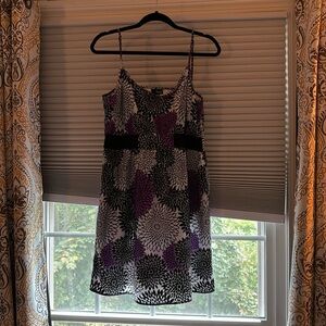 Purple, black and white floral dress